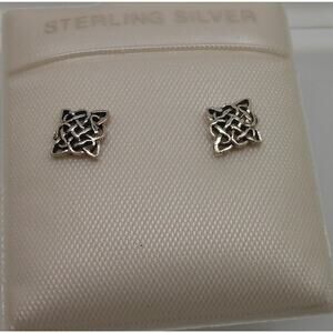 Unique Vintage Sterling Silver Celtic Symbol Stud Earrings - NOS from Thailand